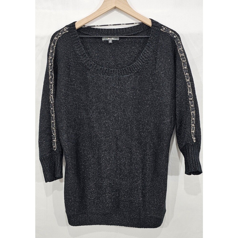 Miss Me Y2K Mall Goth Metallic Sweater L Studded Spikes Cyber Fairy Indie Sleaze